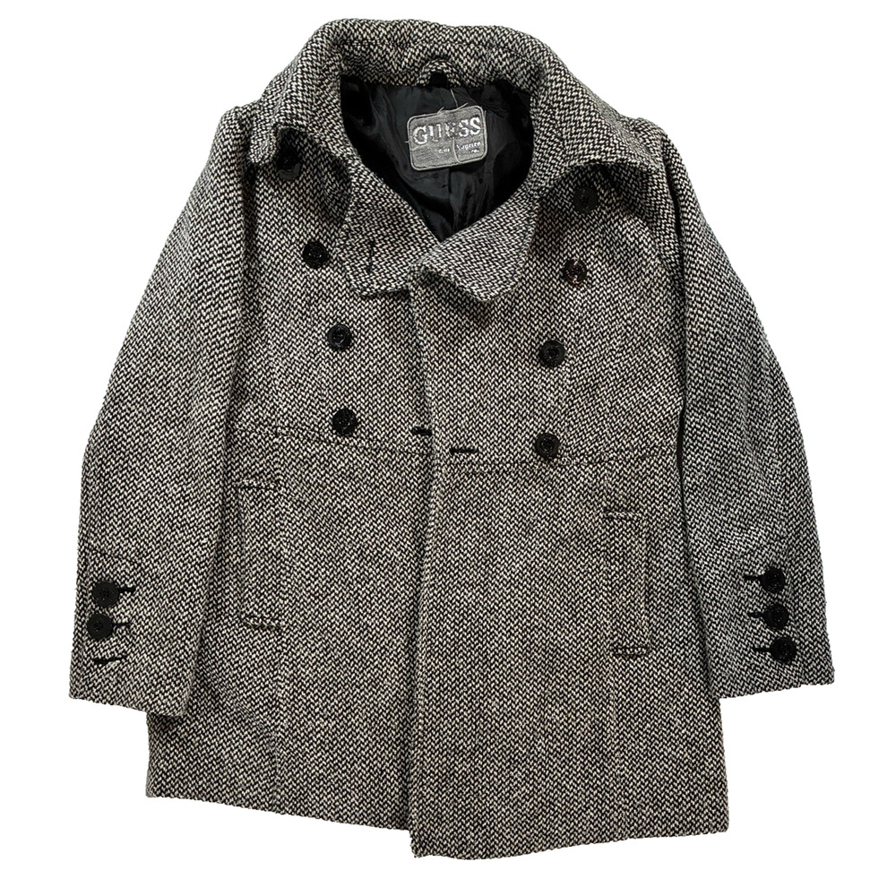 Vintage Guess Tweed Wool Blend Coat Black & White Women's Size Medium